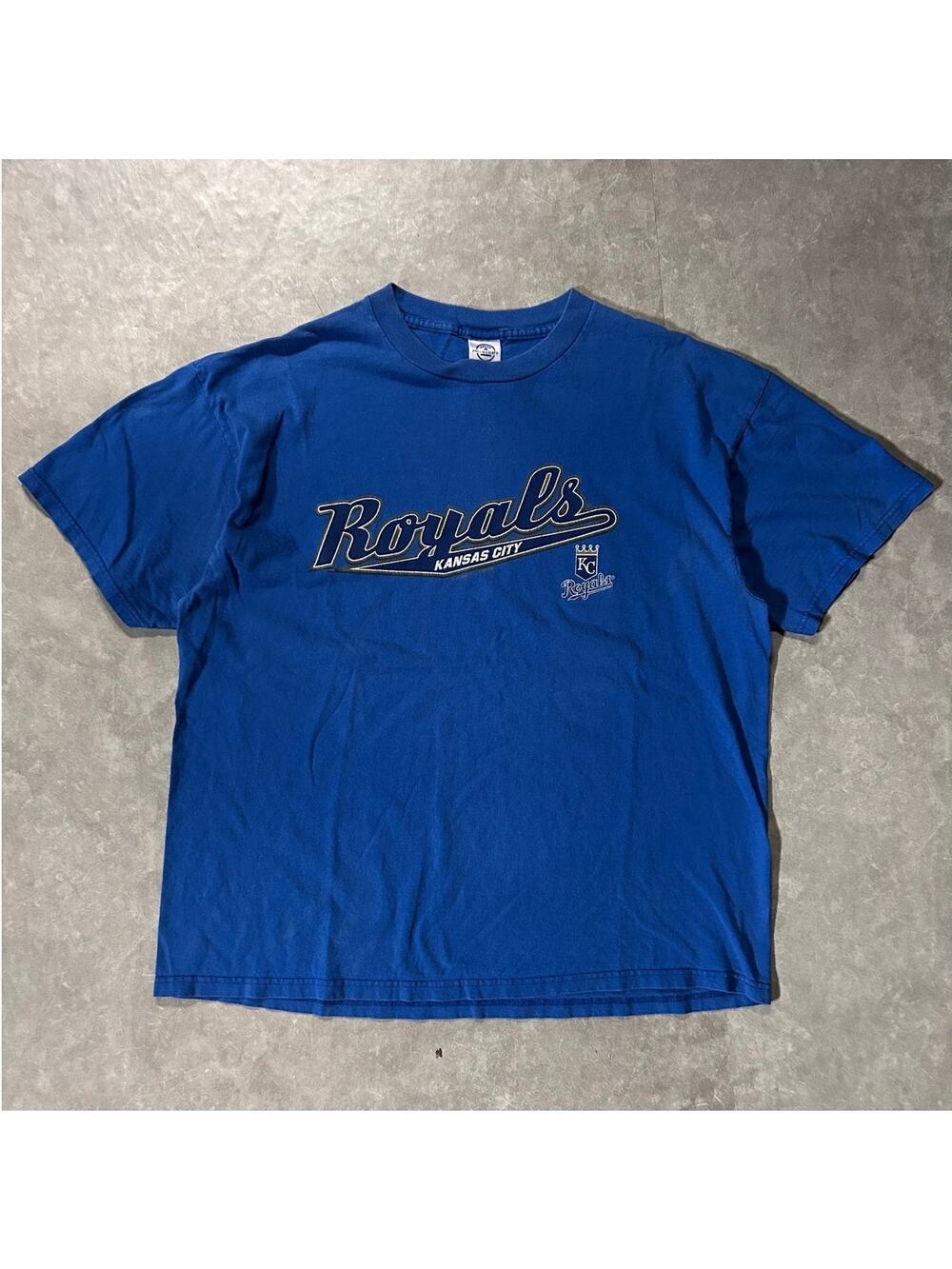 2000's Vintage Kansas City Royals Script Logo Blue T-Shirt -XL